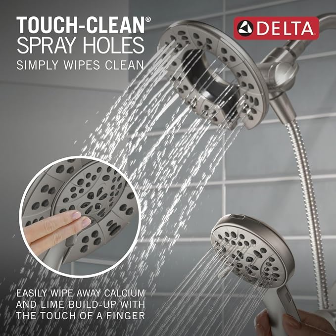 Delta Faucet Albion 14 Series Single-Handle Shower Faucet, Brushed Nickel Shower Trim Kit with In2ition 2-in-1 Dual Hand Held Shower Head, Spotshield Brushed Nickel T142855-SP-I (Valve Not Included)