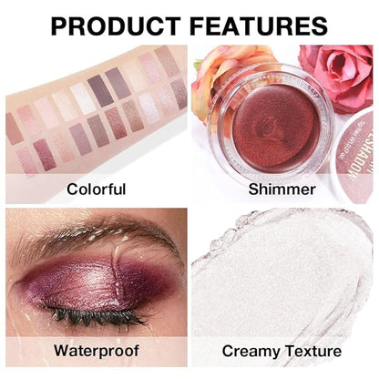 Cream Glitter Pearl Shimmer Metallic Eyeshadow Palette Makeup, Natural Single Mini Instant Holographic Eyeshadow For Older Women, Sombras Crema Para Ojos, Talc, Paraben & Cruelty Free, 18