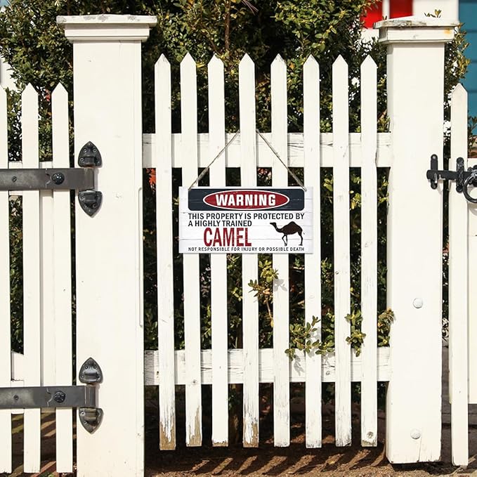 Warning Sign, Camel Warning Wood Plaque Sign, Funny Door Signs, Decorative Wood Hanging Suspension Plaque, Farmhouse Wooden Wall Decor, Outdoor Hanging Wooden Signs