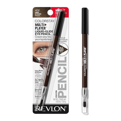 REVLON ColorStay Multiplayer Liquid-Glide Eye Pencil, Multi-Use Makeup With Blending Brush, Blends Then Sets, Creamy Texture, Waterproof, Smudge-proof, Longwearing, 402 High Stakes, 0.03 Oz
