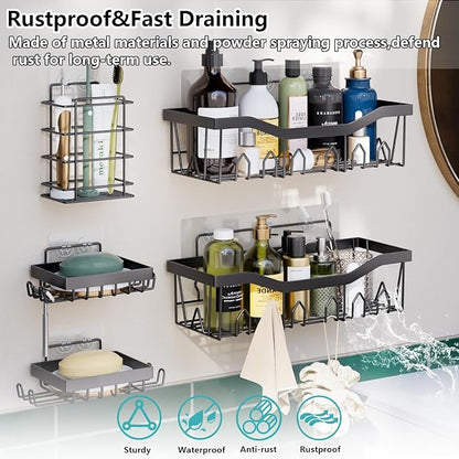 Bathroom Accessories Set - 30PC Gorgeous White Bathroom Set, Bathroom Accessory Set, Pink Shower Curtain Set with Shower Caddies, Soap Dish & Trash Can