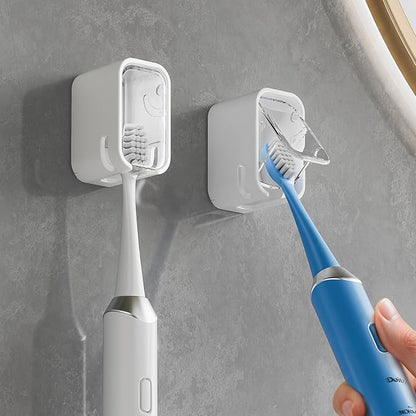 Toothbrush Holders for Bathroom【Innovation Single Slot Design】 2PCS Toothbrush Holder Wall Mounted with Cover for Shower, Single Toothbrush Dispenser Storage Organizer for Family & Travel