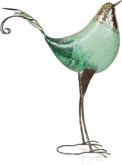 Alpine Corporation MCC704 Chin-Up Metal Bird Outdoor Décor Statue, Whimsical Animal Décor for Patio & Garden, 20" H, Green