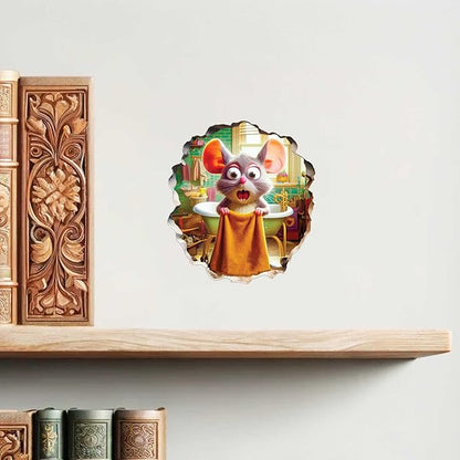 3D Mouse Sticker - Shower - Mousehole Wall Sticker Decal - Removable Bathroom Decor - Kids Room - Peel & Stick - Whimsical Home Decor - MICESTERPIECE
