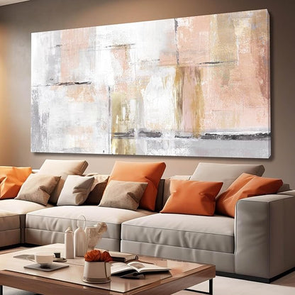 SOUGUAN Canvas wall Art Gold Wall Decor Bedroom Pink Pictures Wall Decoration Artwork Abstract Wall Art large Modern Painting Pictures for Living Room Home Kitchen Office (30x60, Pink)