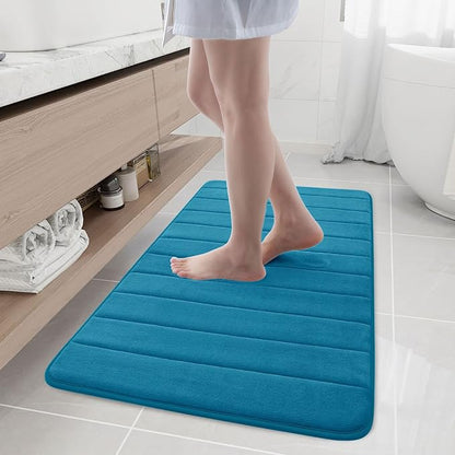 Buganda Memory Foam Bath Mat, 44" x 24", Ultra Soft and Non-Slip Bathroom Rugs, Water Absorbent and Machine Washable Bath Rug Runner for Bathroom, Shower, and Tub, Peacock Blue