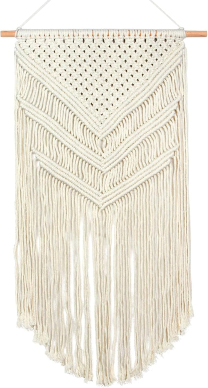 JONKASIPA Macrame Woven Wall Hanging, Bohemian Wall Decor, Handmade Woven Tapestry with Tassels, Delicate Lace Decor Crafts for Bedroom,Living Room or Farmhouse (Beige)