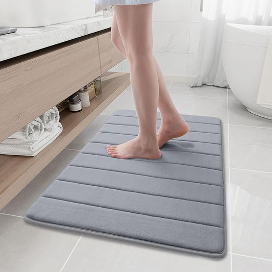 Buganda Memory Foam Bath Mat, 35.4" x 24", Ultra Soft and Non-Slip Bathroom Rugs, Water Absorbent and Machine Washable Bath Rug Runner for Bathroom, Shower, and Tub, Medium Grey