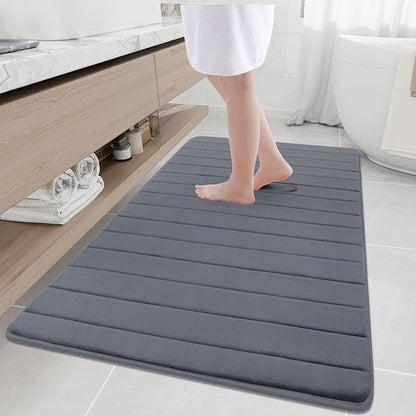 Buganda Memory Foam Bath Mat, 59" x 34", Ultra Soft and Non-Slip Bathroom Rugs, Water Absorbent and Machine Washable Bath Rug Runner for Bathroom, Shower, and Tub, Dark Grey