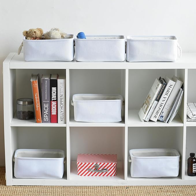 TheWarmHome Storage Basket for Gifts Empty - 11.8x7.8x5.2 inch 1 Pack Fabric Storage Cubes, Nursery Organizers and Storage for Closet Cloth Toy Book (White)