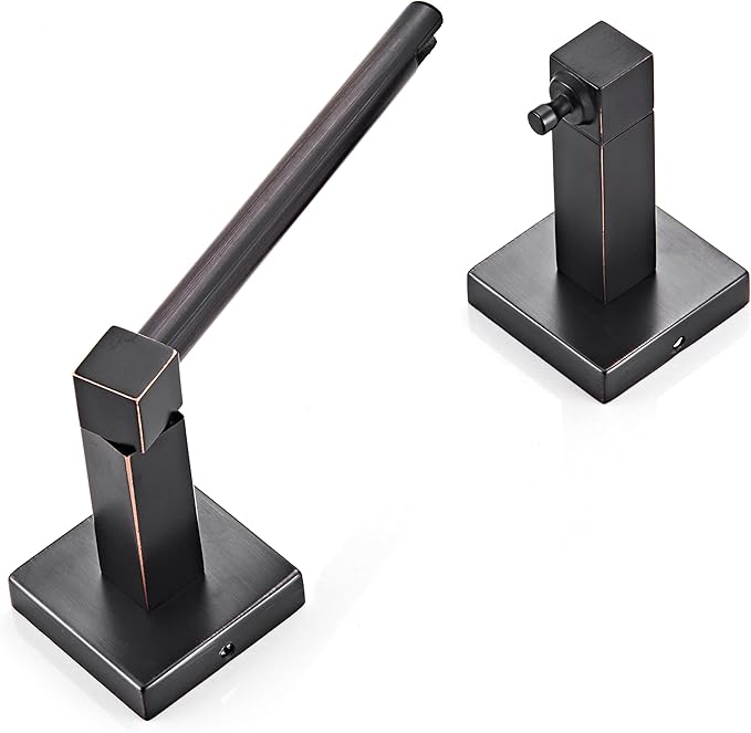 Ruacq Toilet Paper Holder Oil Rubbed Bronze-Toilet Paper Holder Wall Mount Double Post Pivoting Square-Toilet Tissue Roll Holder Rustproof Stainless Steel
