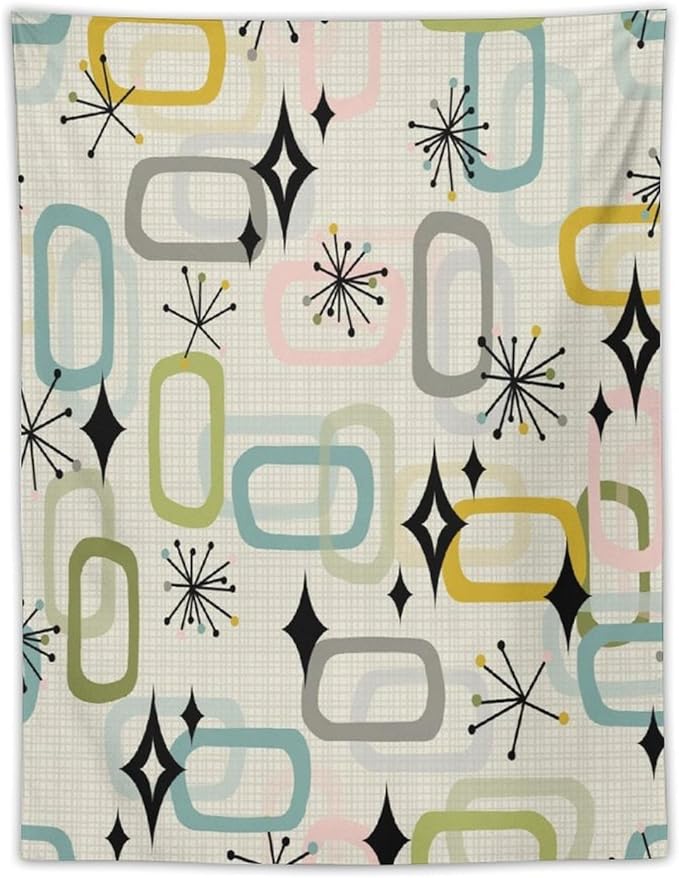 ICMOLYYENLO Boho Medieval Cat Tapestry, Abstract Atomic Starburst Geometric Aesthetic Art Wall Hanging For Bedroom Living Room Dormitory 50x60 Inches