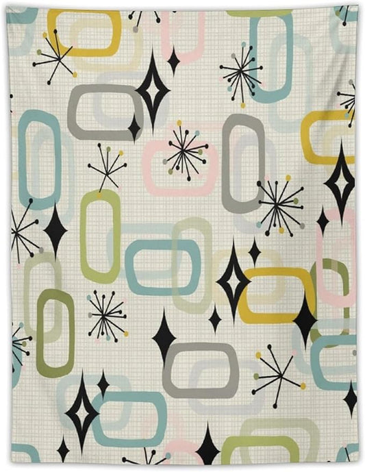 ICMOLYYENLO Boho Medieval Cat Tapestry, Abstract Atomic Starburst Geometric Aesthetic Art Wall Hanging For Bedroom Living Room Dormitory 50x60 Inches