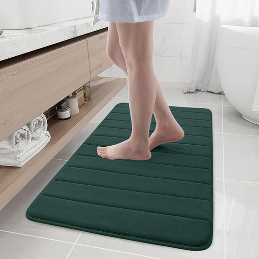 Buganda Memory Foam Bath Mat, 44" x 24", Ultra Soft and Non-Slip Bathroom Rugs, Water Absorbent and Machine Washable Bath Rug Runner for Bathroom, Shower, and Tub, Dark Green