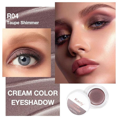 Cream Glitter Taupe Shimmer Metallic Eyeshadow Palette Makeup, Natural Single Mini Instant Holographic Eyeshadow For Older Women, Sombras Crema Para Ojos, Talc, Paraben & Cruelty Free, R04