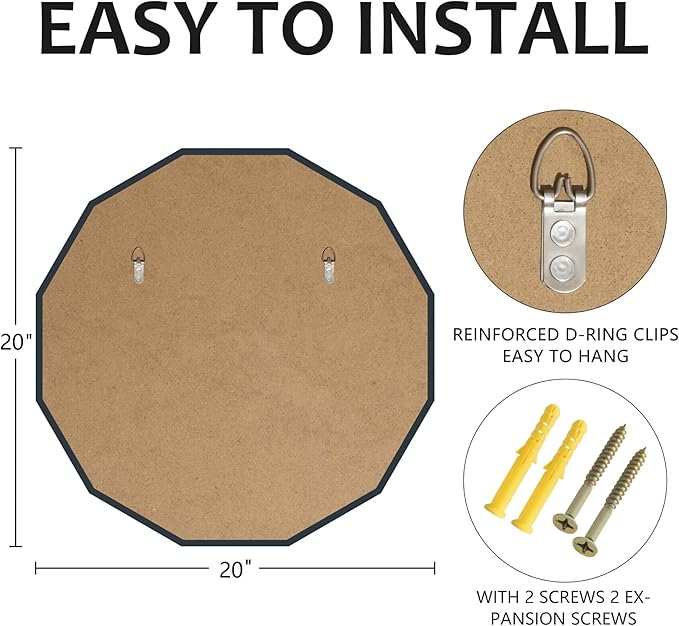 Bathroom Mirrors for Over Sink, Round Frameless Mirrors for Wall, 20x20 Inch Beveled Bathroom Mirror, Bathroom Vanity Circle Mirror for Bedroom Living Room Entryway Home Decor