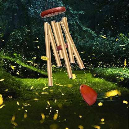 28" Wind Chime for Mothers Day, Decorative Wind Chimes for Outside, Memorial Windchimes Remembrance Gift for Women Mom Grandma, Metal Wind Chimes Outdoor Decor for Garden Patio Zen(Gold)