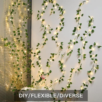 suddus Vines with Lights, 200 LED Fairy Lights with Vines, Pothos Curtain String Lights with Remote for Bedroom, Dorm, Wedding, Party, Wall, Indoor, Outdoor Decor, 6.5ft x 6.5ft