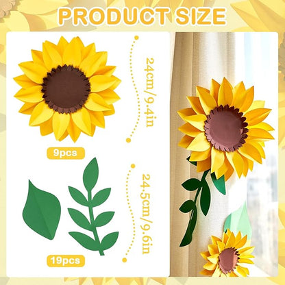 Paper Flowers Decorations for Wall, 3D Sunflower Party Decorations, Nursery Room Decor, Handmade Artificial Paper Flowers, Baby Showers Birthday Home Summer Party