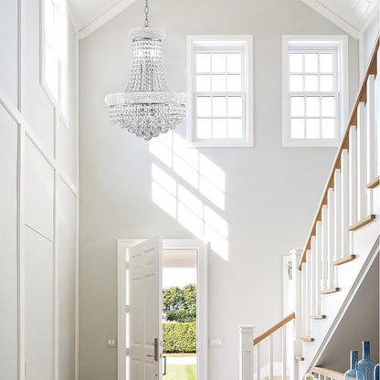 10 - Light Unique Empire Crystal Chandelier for Dining Room Foyer Entryway Living Room Bedroom Chrome Finish