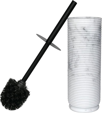 Contemporary Ribbed Design Resin Toilet Holder and Brush Set for Bathroom, Stylish and Durable Cleaning Tool with Modern Design, Compact for Efficient Cleaning