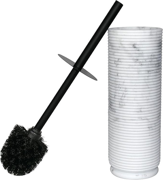 Contemporary Ribbed Design Resin Toilet Holder and Brush Set for Bathroom, Stylish and Durable Cleaning Tool with Modern Design, Compact for Efficient Cleaning