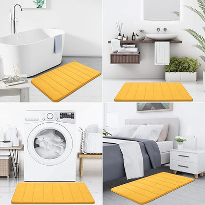 Buganda Memory Foam Bath Mat, 30" x 20", Ultra Soft and Non-Slip Bathroom Rugs, Water Absorbent and Machine Washable Bath Rug for Bathroom, Shower, and Tub, Yellow