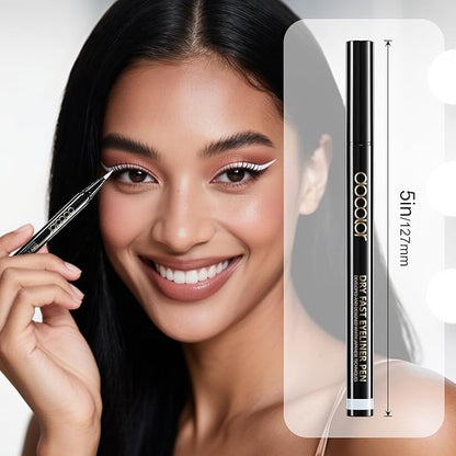docolor Eyeliner, 2PCS White Liquid Eyeliner Waterproof Eye Liner Pen Super Slim Precise All Day White Eye Pencils Professional Makeup Liquid Eye Liner Pencil for Women