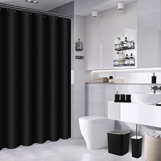 28PC Bathroom Set - Gorgeous Black Bathroom Set, Bathroom Accessory Set, Black Shower Curtain Set with Shower Caddy