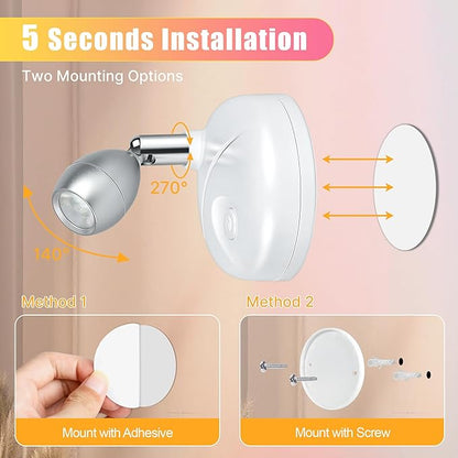 4 Pack Battery Operated Spot Lights Indoor, 13 Color Plant Uplighting Decor, Wall Lights for Pictures, Display for Tree Artwork Bookshelf