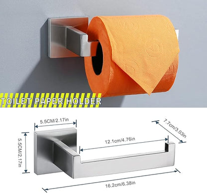 Brushed 4-Piece Bathroom Hardware Set Premium Stainless Steel Bath Towel Bar Sets Wall Mounted Square Bathroom Accessories Kit, 23.6 Inch Brushed Nickel