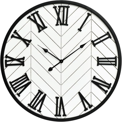30 Inch Large Wall Clock Farmhouse Style - White Silent Non-Ticking Rustic Decor for Living Room, Kitchen, Bedroom