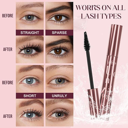 Unidollss Tubing Mascara Volume and Length Black and Lash Serum Set Lengthening Long Lasting All Day,Eyelash Growth Serum for Thicker,Longer Lash and Eyebrow,Tubing Mascara for 30+ Women,Gluten-free