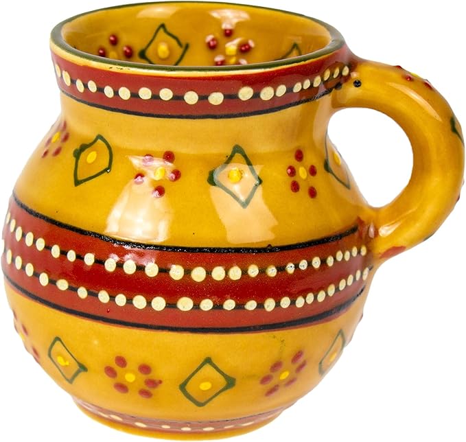 Encantada Handmade Hand-Painted Authentic Mexican Pottery Mugs (2-pack, Gold)
