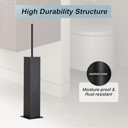 Black Toilet Brush and Holder,Toilet Bowl Brush with Extra Long Handle