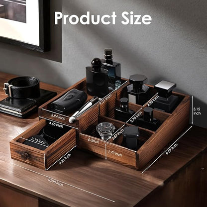 Organizer for Men,Bathroom Countertop Organizers,Perfume Organizer,Cologne Organizers,Bathroom Storage,Restroom Organization,Perfume Stand,GIFS for Men,Adjustable Partition(Bourbon Brown)