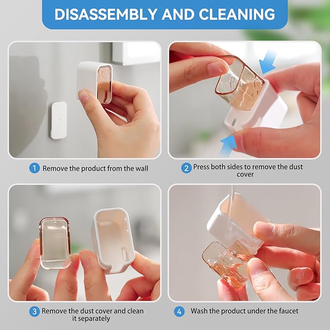 Toothbrush Holders for Bathroom【Innovation Single Slot Design】 2PCS Toothbrush Holder Wall Mounted with Cover for Shower, Single Toothbrush Dispenser Storage Organizer for Family & Travel