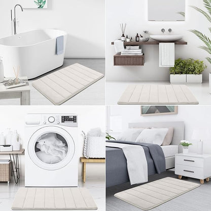 Buganda Memory Foam Bath Mat, 30" x 20", Ultra Soft and Non-Slip Bathroom Rugs, Water Absorbent and Machine Washable Bath Rug for Bathroom, Shower, and Tub, Cream