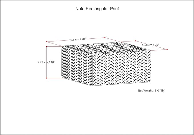 SIMPLIHOME Nate 20-inch Wide Square Pouf in Patterned Denim Mélange, Handwoven Boho-Style Cotton Ottoman, Footrest, or Extra Seating for Living Room, Assembled