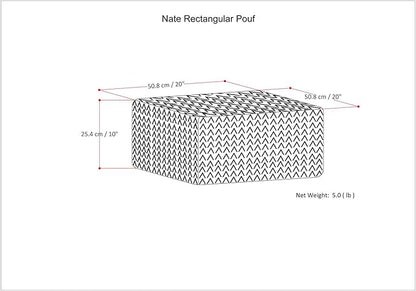 SIMPLIHOME Nate 20-inch Wide Square Pouf in Patterned Denim Mélange, Handwoven Boho-Style Cotton Ottoman, Footrest, or Extra Seating for Living Room, Assembled