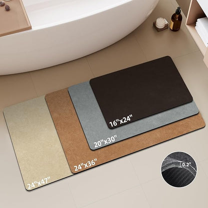 Black Bath Mat, Bathroom Rugs Non Slip Washable Thin Absorbent Quick Dry Bath Mat Fits Under Door Bathroom Floor Mat Perfect for Bath, Shower, or Sink 24"x36" Black