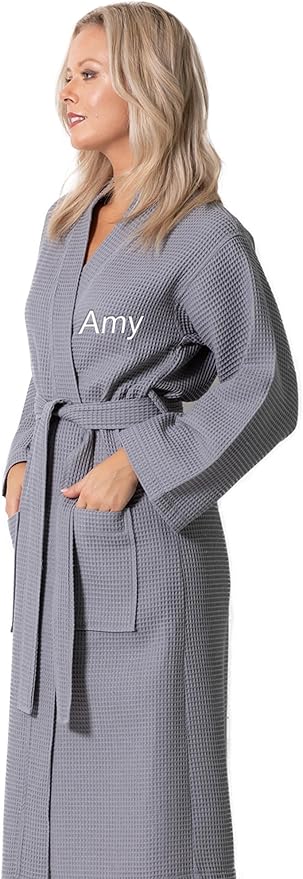Turkish Linen Waffle Knit Lightweight Kimono Spa & Bath Robes for Women - Quick Dry - Soft