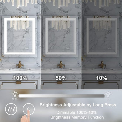 WELLFOR LED Bathroom Vanity Mirror 20 x 28 Inch, Lighted Anti-Fog Dimmable Mirror, IP44 Waterproof Wall Mounted Makeup Mirror, Packed with US Standard Plug and Touch Switch, (Horizontal/Vertical)