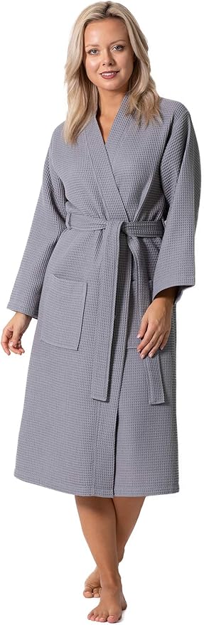 Turkish Linen Waffle Knit Lightweight Kimono Spa & Bath Robes for Women - Quick Dry - Soft