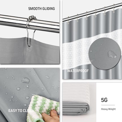 Bathroom Accessories Set,Grey Bathroom Set,24 Pieces Bathroom Accessory Set with Shower Curtain,Trash Can for Bathroom Accessories Décor and Home Gifts