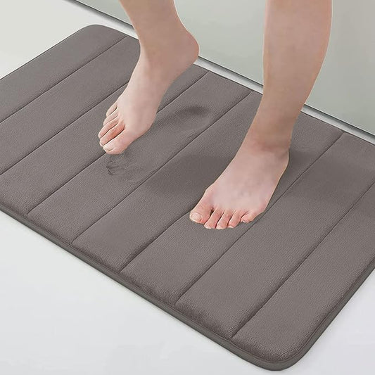 Buganda Memory Foam Bath Mat, 24" x 16", Ultra Soft and Non-Slip Bathroom Rugs, Water Absorbent and Machine Washable Bath Rug for Bathroom, Shower, and Tub, Taupe