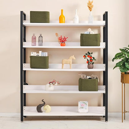 Storage Basket for Shelves, Small Baskets for Organizing, Woven Cotton Rope Baskets for Storage, Book Basket, Decorative Shelf Basket, 12.5"Lx9.1''Wx7.9''H (4 Packs) Green