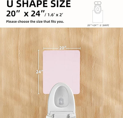Toilet Rug, Thin Toilet Rugs U Shaped Washable Non Slip Absorbent Quick Dry Low Pile Toilet Mat, 20"x24" U Shape Pink