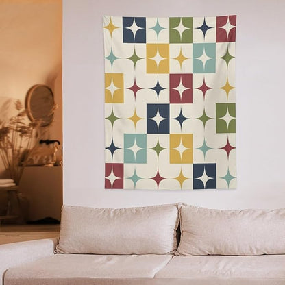 ICMOLYYENLO Boho Medieval Cat Tapestry, Abstract Atomic Starburst Geometric Aesthetic Art Wall Hanging For Bedroom Living Room Dormitory 30x40 Inches