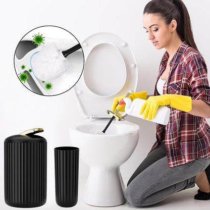 Black Bathroom Accessories Set - 26PCS Black Bathroom Set with Shower Curtain, Rugs, Shower Curtain, Trash Can, Toilet Brush, Soap Dispenser and Toothbrush Set